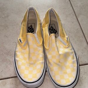Yellow Checkered Slip On Vans